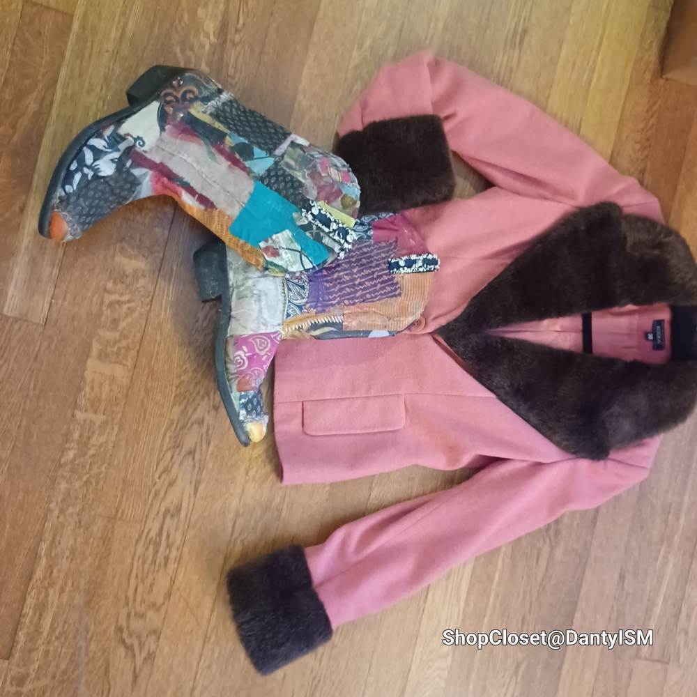 Kookai Rose Blazer with Chocolate Fur Trim - Picture 14 of 16
